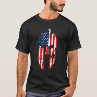 Spartan Helmet mit US-Flagge 4. Juli T-Shirt