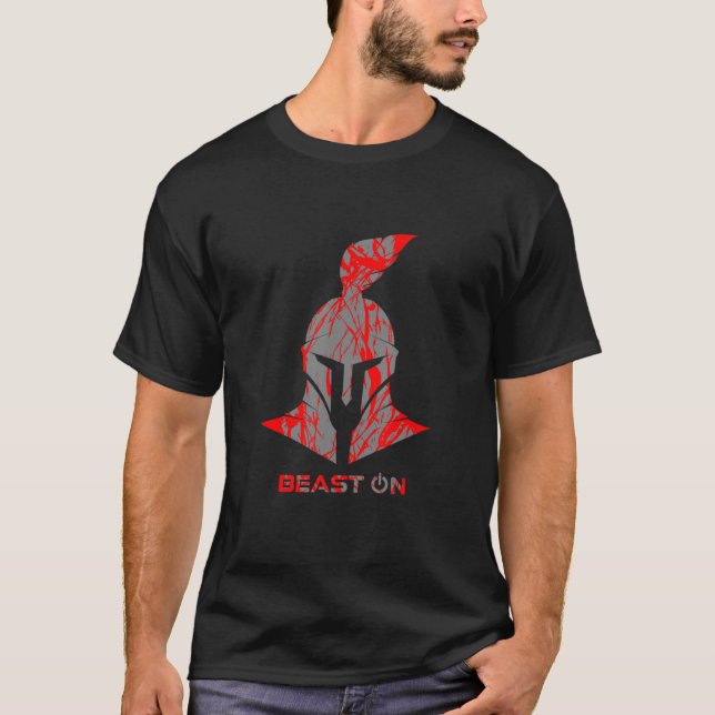 Spartan Helmet Red Gladiator Helmet Beast On Gym F T-Shirt (Vorderseite)