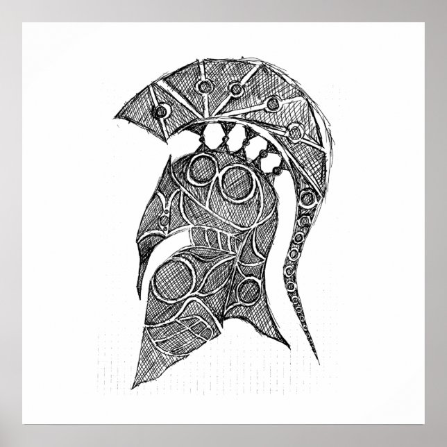 Spartan Helmet Sketch Poster (Vorne)