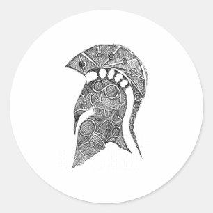 Spartan Helmet Sketch Runder Aufkleber
