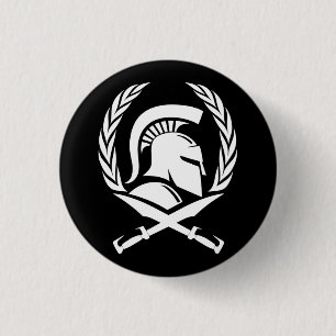 Spartan Helmet Wreath und Schwert Button