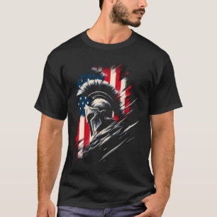 Spartan Patriotic Molon Labe American Flag Spartan T-Shirt