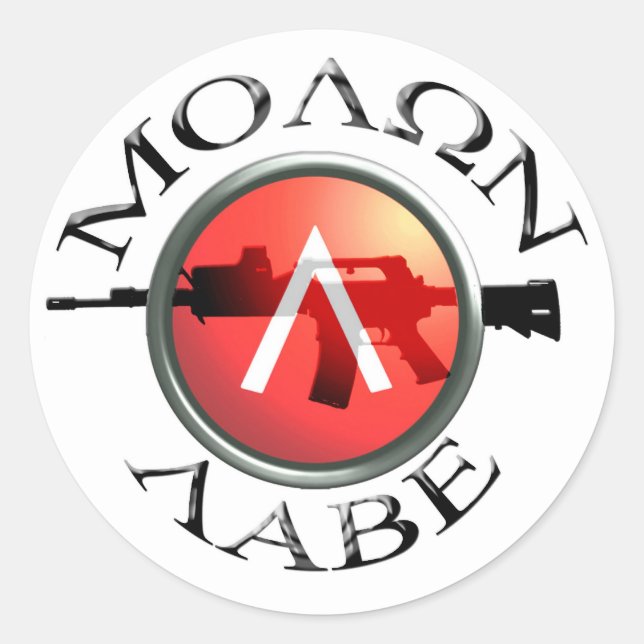Spartan Shield/AR-15 Molon Labe Runder Aufkleber (Vorderseite)
