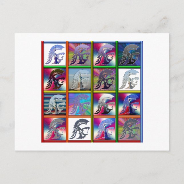 Spartan Solider Collage mit Freiheitsstatue Postkarte (Vorderseite)