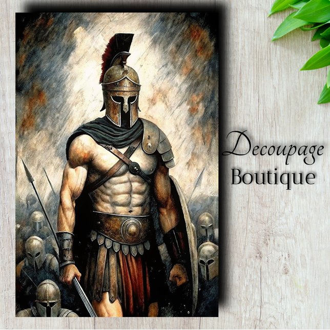 Spartan Warrior Decoupage Seidenpapier (Spartan Warrior Decoupage Tissue Paper)