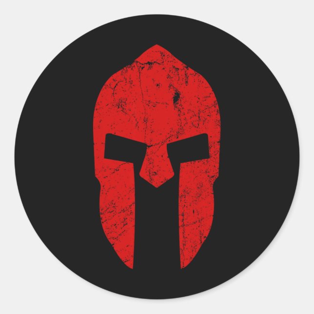 Spartan Warrior Helmet Gym Motivation Runder Aufkleber (Vorderseite)