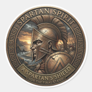 Spartanischer Geist: Der Schild des Kriegers - "Fü Runder Aufkleber