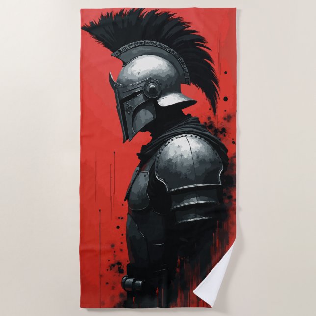 Spartanischer Kriegerhelm-Kunst Strandtuch (Vorderseite)