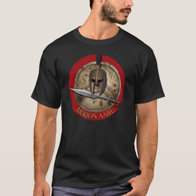 Spartanisches Helm Molon Labe rotes backg Shirt (Vorderseite)