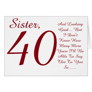 Der 40 Geburtstag Der Schwester Karten Zazzle.ch