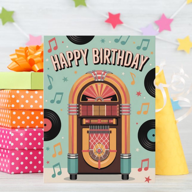 Spaß 50er Vintag Retro Jukebox, Geburtstag Postkarte (Von Creator hochgeladen)