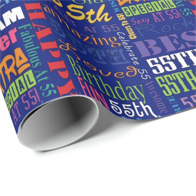 Spaß-55. Geburtstags-Party-personalisiertes Geschenkpapier (Rolleneckpunkt)