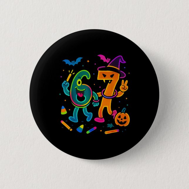 Spaß 67 Meme Glow Stil Halloween 6 7  Button (Vorderseite)