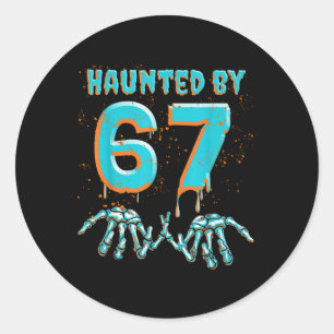 Spaß 67 Meme Halloween Skelett Hand Verflucht Runder Aufkleber