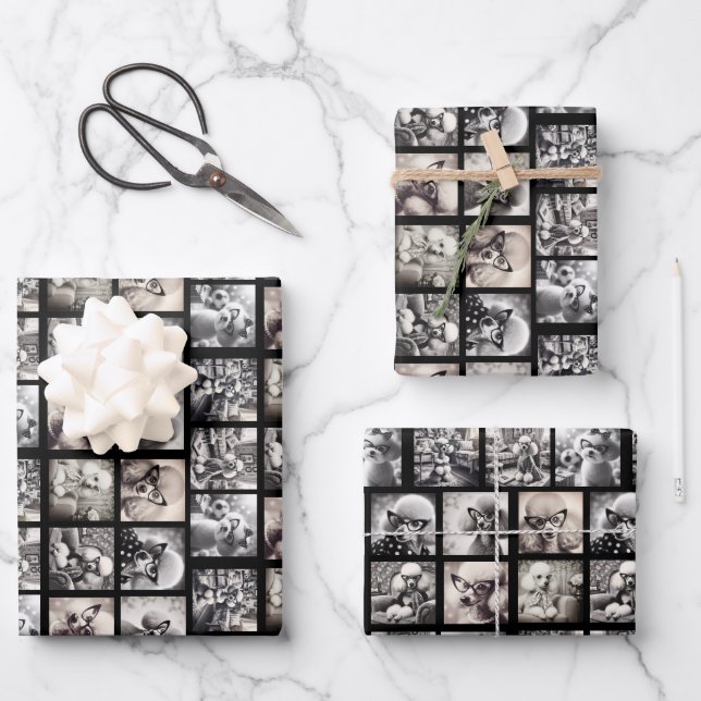 Spaß 9 Foto-Collage-Bilder Geschenkpapier Set (Vorderseite)