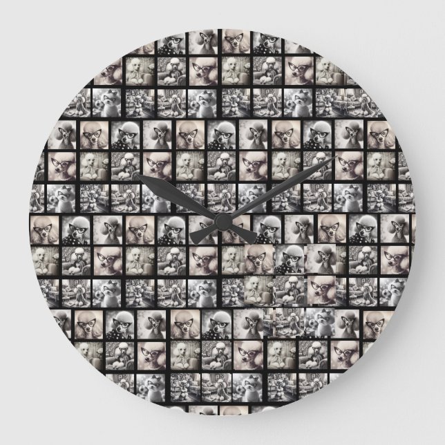 Spaß 9 Foto-Collage-Bilder Große Wanduhr (Vorderseite)