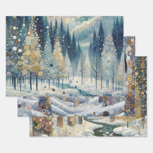 Spaß Abstrakter Winter Wunderland Kunst, Dichtung  Geschenkpapier Set