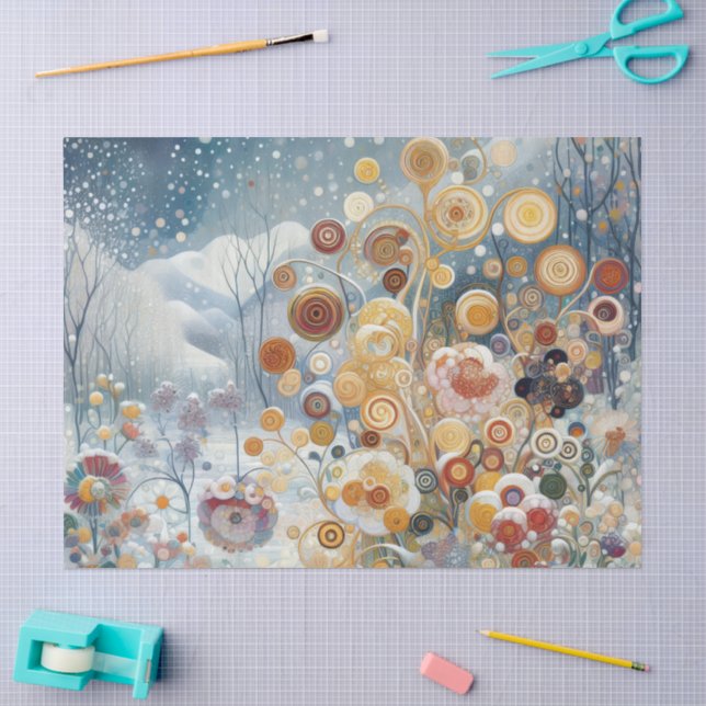 Spaß Abstrakter Winter Wunderland Kunst, Dichtung  Seidenpapier (Basteln)