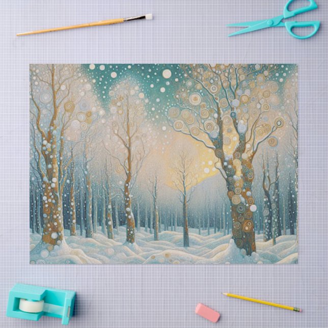 Spaß Abstrakter Winter Wunderland Kunst, Dichtung  Seidenpapier (Basteln)