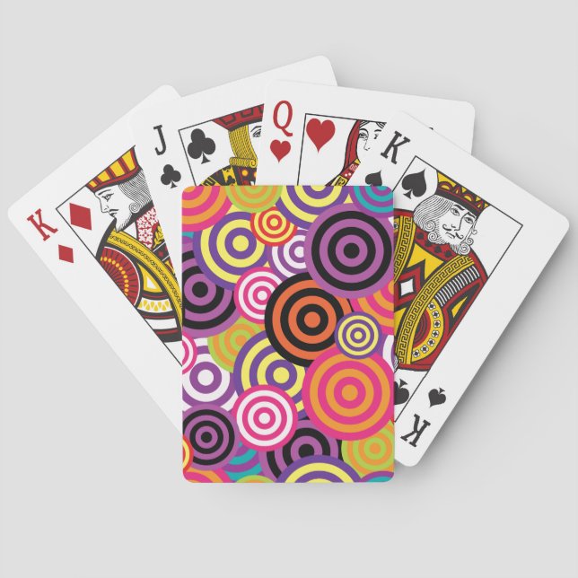 Spaß Abstraktes psychedelisches Zirkelmuster Spielkarten (Rückseite)