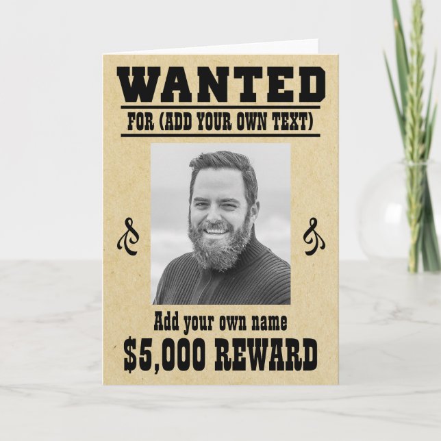Spaß ADD DEIN GESICHT, TEXT Cowboy gewollt Poster, Karte (Vorderseite)
