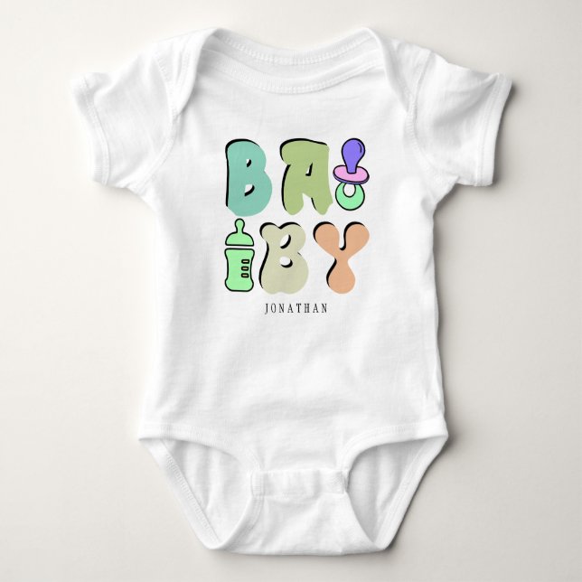 Spaß Adorable Personalisierte Säugling Name Baby B Strampler (Vorderseite)