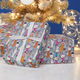 Spaß Alberne Schneemänner trinken heißes Kakao Geschenkpapier