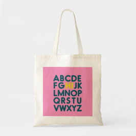 Spaß Alphabet Typografie in Rosa Tragetasche