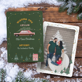 Spaß Alte Weihnachten Rosa Retro Auto Tree Foto