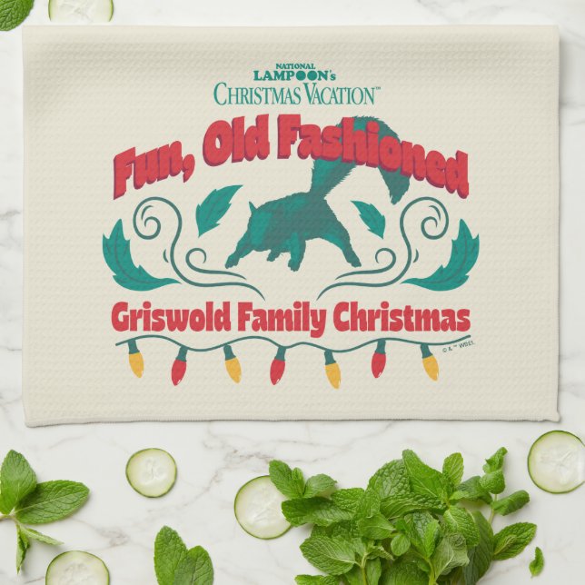 Spaß, altmodische Griswold Familie Weihnachten Geschirrtuch (Gefaltet)