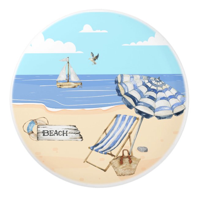 Spaß am Strand Blue Aqua Aqua Keramikknauf (Vorderseite)