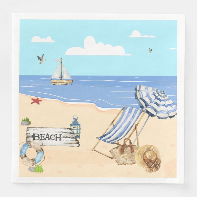 Spaß am Strand Blue Aqua Aqua Serviette (Vorderseite)