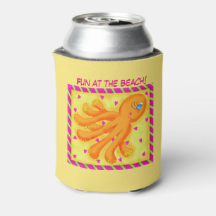 Spaß am Strand Whimsy Octopus Yellow Orange Dosenkühler