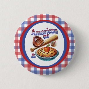 Spaß amerikanisch als Baseball & Apple Pie Button
