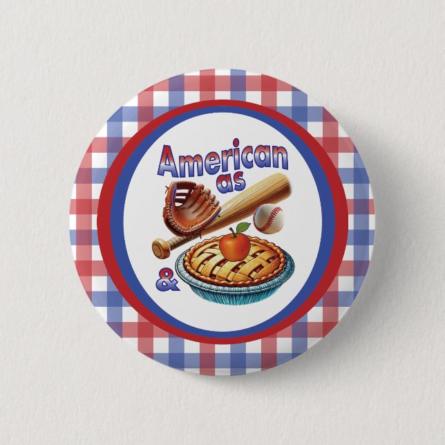 Spaß amerikanisch als Baseball & Apple Pie Button (Vorderseite)