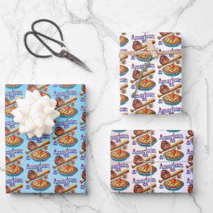 Spaß amerikanisch als Baseball & Apple Pie Geschenkpapier Set