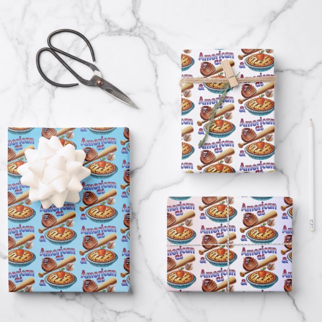 Spaß amerikanisch als Baseball & Apple Pie Geschenkpapier Set (Vorderseite)