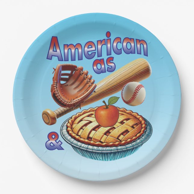 Spaß amerikanisch als Baseball & Apple Pie Pappteller (Vorderseite)