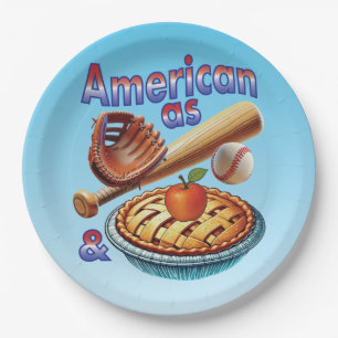 Spaß Amerikanisch wie Baseball & Apfelkuchen  Pappteller