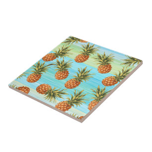 Spaß-Ananas-Frucht-Muster-Aquarell-Kunst-Streifen Fliese
