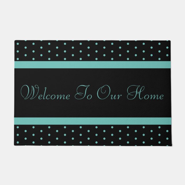 Spaß Aquamarin Polka Dot Willkommenmatte Fußmatte (Vorderseite)