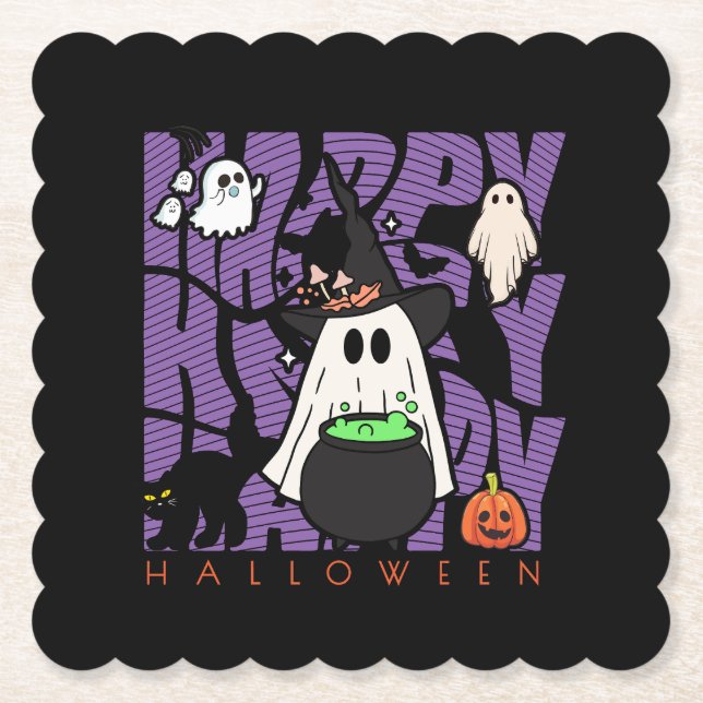 Spaß aufwecken | Happy Halloween Magic & Mischief Untersetzer (Vorderseite)