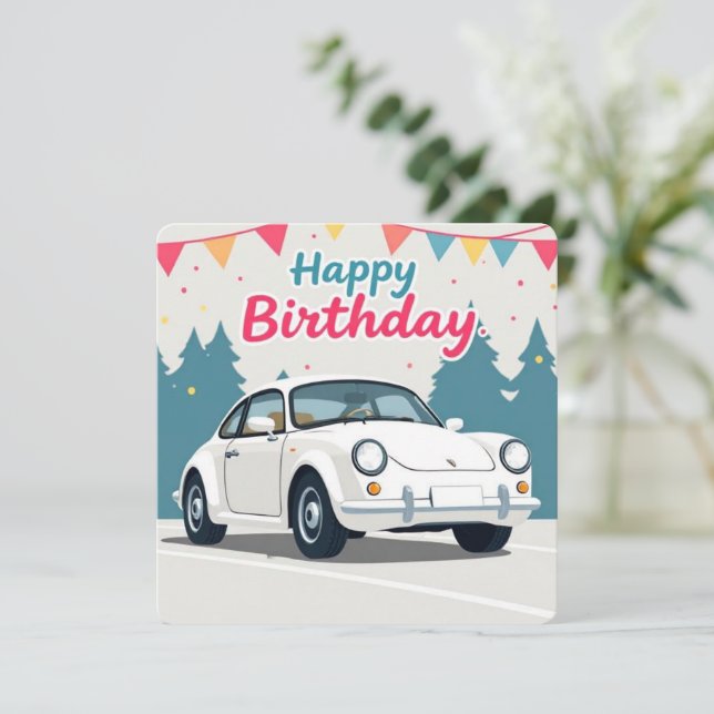 Spaß Auto-Themed Happy Geburtstag Karte (Stehend Vorderseite)