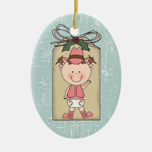 Spaß-Baby-Kleinkind-Kindercowgirl-Geschenk-Umbau Keramikornament