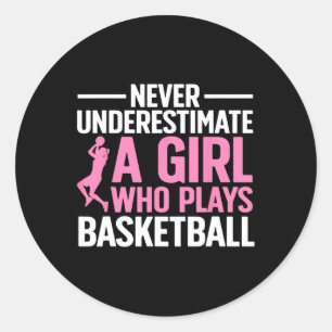 Spaß Basketball Kunst für Girls Jugend Teens Baske Runder Aufkleber