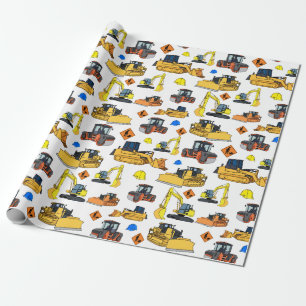Spaß-Bau-Fahrzeug-Illustrations-Muster Geschenkpapier
