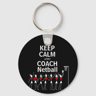 Spaß Behalte Ruhe und Coach Netball Design Schlüsselanhänger