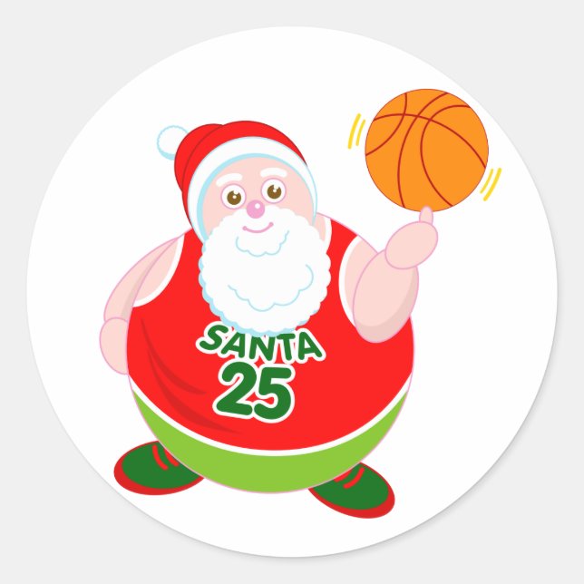Spaß beim Cartoon des Weihnachtsmannes, einen Bask Runder Aufkleber (Vorderseite)