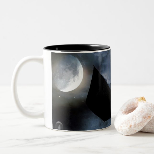 Spaß beim Design zu Halloween Zweifarbige Tasse (Mit Donut)