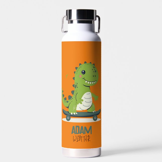 Spaß beim Skateboarden von Dinosauriern mit Kinder Trinkflasche (Vorne)